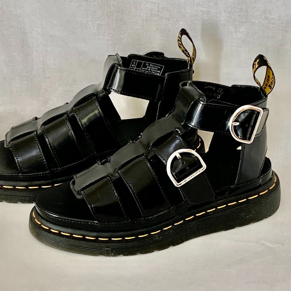 DR. MARTEN Women’s Mackaye Black Leather Platform Sandals  UK5 US7 EU38